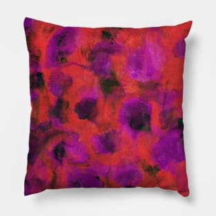 Watercolor background with the poppy field. Summer flowers red field. Modern art - impressionism, texture. Design for fabric, textiles, wallpapers, covers, packaging, wrapping paper. Pillow