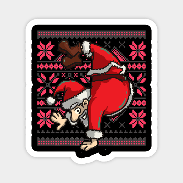 Ugly Christmas Santa Claus Handstand Gymnast Magnet by TellingTales