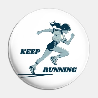 Motivational Running Girl Pin