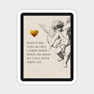 Funny Roses are Red Poem Gothic Valentines Cherub and Gold Heart Magnet