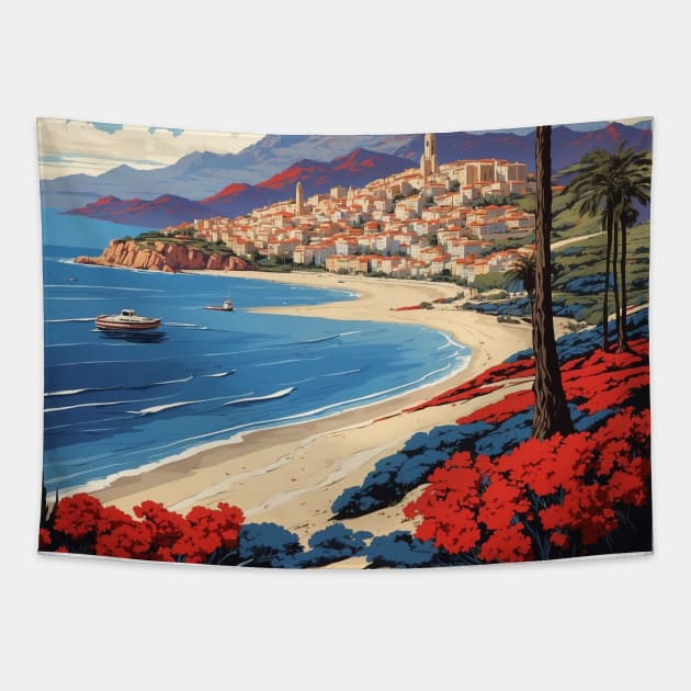 Corsica France Vintage Poster Tourism Tapestry by TravelersGems