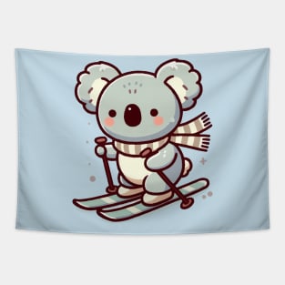 Cute koala Skiing Tapestry