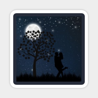 Romantic Couple Under The Moonlight Magnet