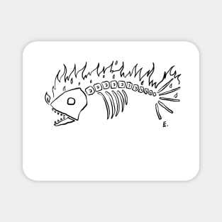 Flaming Fish Skeleton Magnet