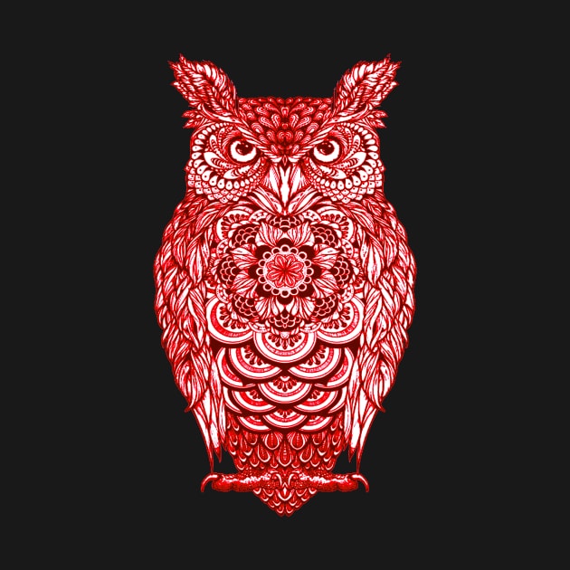 Red Owl, Fun Bird Graphic For Owl Lovers by Atteestude