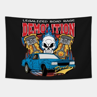 Demolition Derby Racing Tapestry