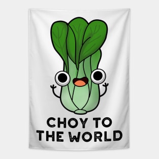 Choy To The World Cute Bok Choy Veggie Pun Tapestry