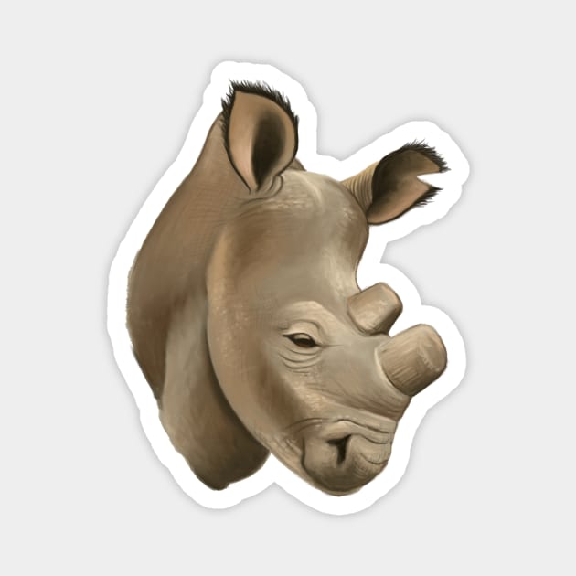 White Rhino Magnet by Alayna Paquette