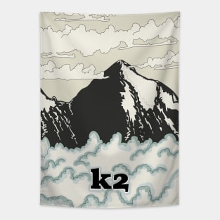 K2 Mountain travel poster Tapestry