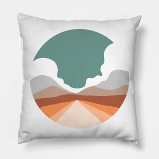 Route Desert Minimalist Landscape Pillow