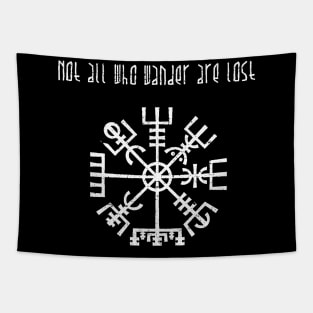 Not All Those Who Wander Are Lost - Vegvisir Viking Compass Tapestry