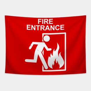 Funny Stupid Fire Warning Sign Hilarious Funny Meme Tapestry