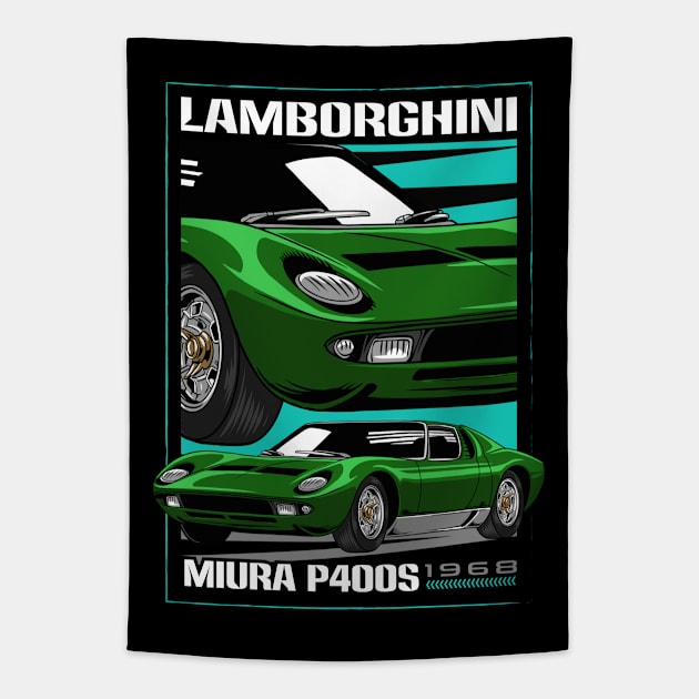 Classic Miura Exotic Car Tapestry by milatees