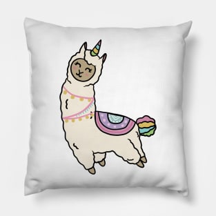 Cute Happy Unicorn Llama Alpaca Pillow