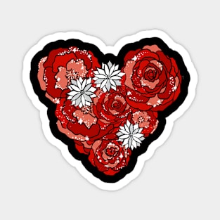 Red Heart of Roses and Daisies Magnet