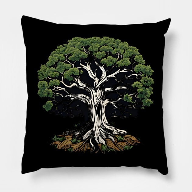Lone Oak Pillow by Tree Tees