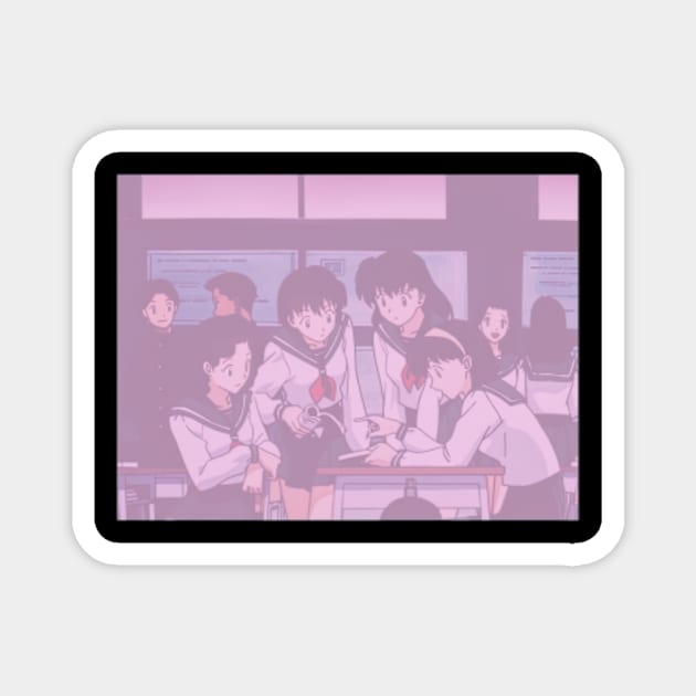 Anime Girl 90s In Classroom Aesthetic Magnet by JohnHammilten