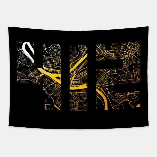 Pittsburgh 412 Map Tapestry by polliadesign