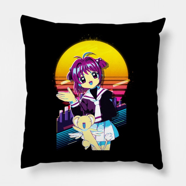 Classic Art Sakura Cute Girl Japanese Manga Pillow by WholesomeFood