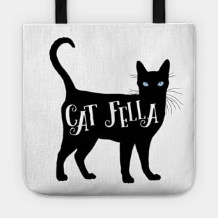 Cat Fella in Black Cat Silhouette Blue Eyes Tote