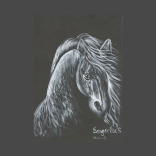 horse white on black T-Shirt