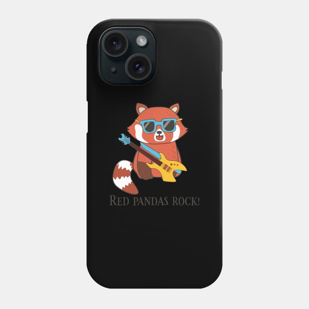 Red Pandas Rock, Funny Cute Red Panda Phone Case by Dreamy Panda Designs