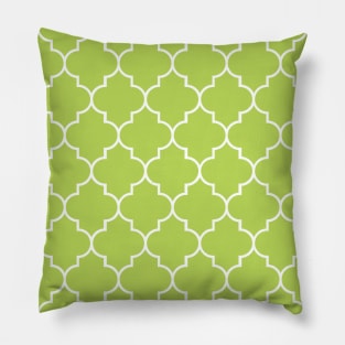 Green Latticework, Quatrefoil, Moroccan Trellis Pillow