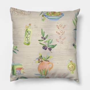 Provence style pattern about olive oil Pillow