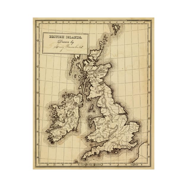 Vintage Map of The British Isles (1850) by Bravuramedia