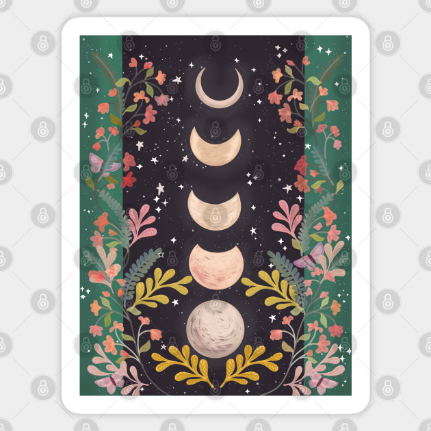 Floral Moon - Moon - Sticker