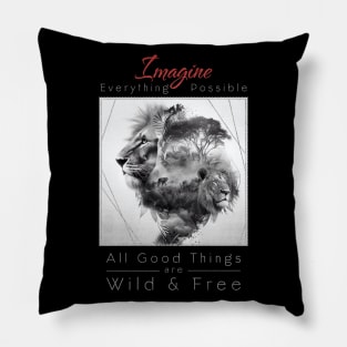 Lion Nature Outdoor Imagine Wild Free Pillow