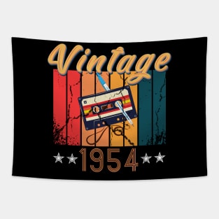 66th Birthday 66 Years Old 66th Vintage Retro cassette Mixtape Music Cassette 1954 Birthday Tapestry