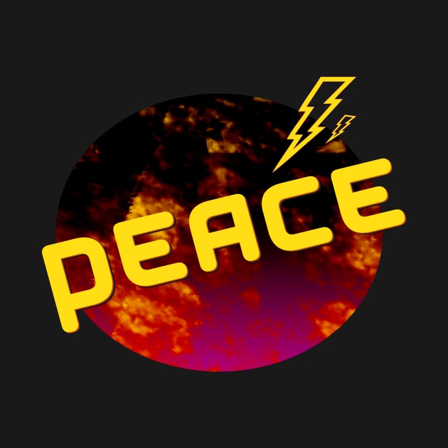 Peace on  a gold  Moon  With yellow  lightning bolt T-Shirt by Art.mine90