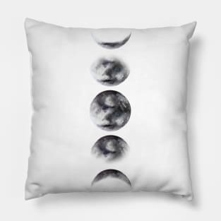 Moon Phases Watercolor Painting Pillow