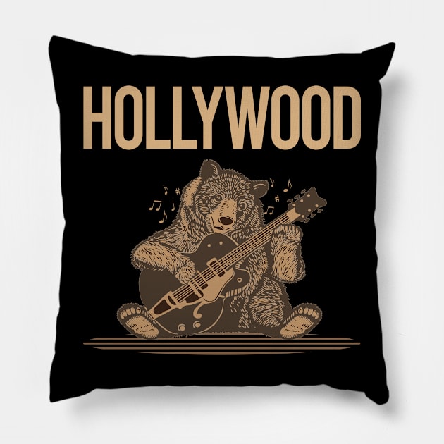 Brown Bear Guitar Hollywood Pillow by rosenbaumquinton52