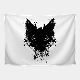 Angry cat on abstract art Tapestry