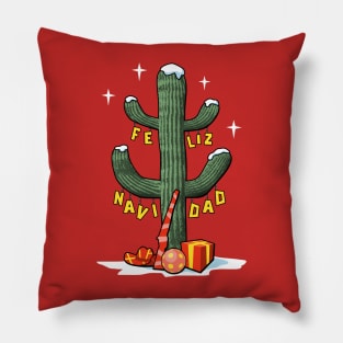 Feliz Navidad Christmas Cactus Pillow