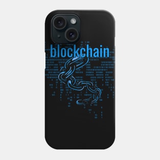 Blockchain Blue text Phone Case
