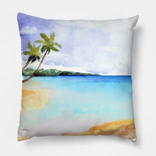 Watercolor Tropical Shoreline Pillow