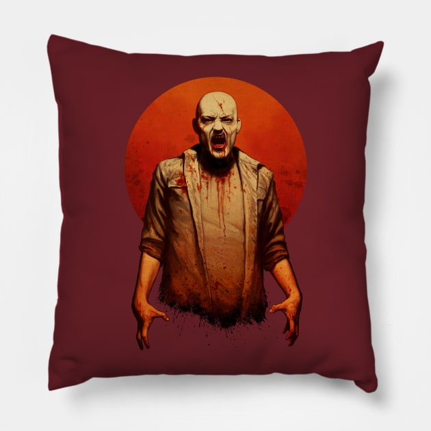 Blood Red Sun Pillow by Moutchy