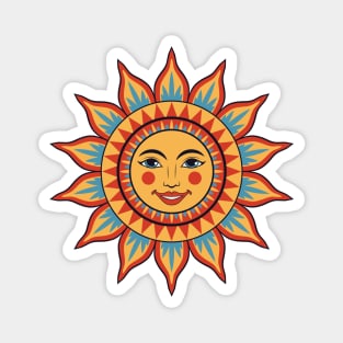 Decorative sun with female face Magnet