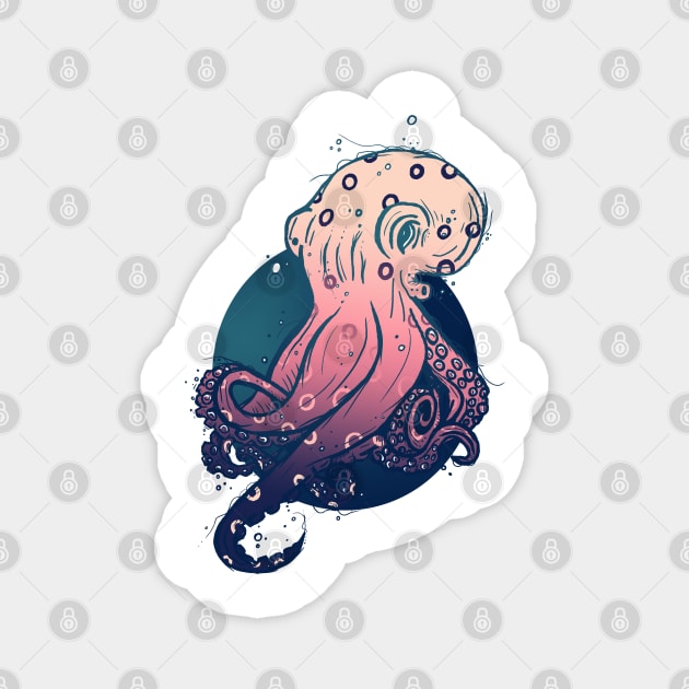 Pink octopus Magnet by Jess Adams