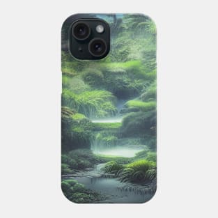 Digital Painting Scene Of Plants and Trees on Lake, Nature Scenery Phone Case