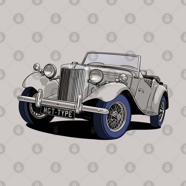 MG T Type Classic Car in Silver-Grey by Webazoot