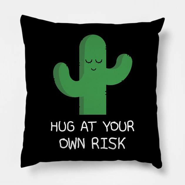 Hug At Your Own Risk, Cactus Art, Funny Cactus Pillow by CoolandCreative