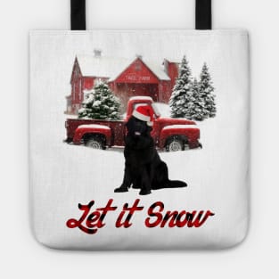 Newfoundland Let It Snow Tree Farm Red Truck Christmas Tote