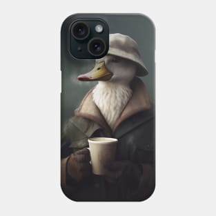 Coffee Lover Duck in Suit and Hat Phone Case