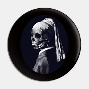 Skull Girl with a Pearl Earring Pin