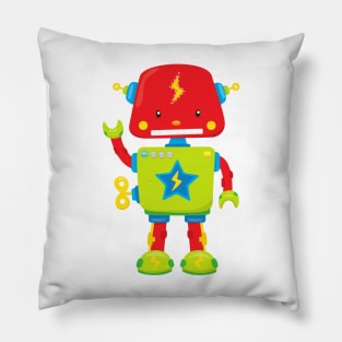 Cute Robot, Funny Robot, Colorful Robot, Robotics Pillow