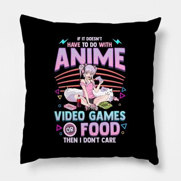 Cute Anime Gamer Girl Funny Kawaii Japanese Manga Pillow by theperfectpresents